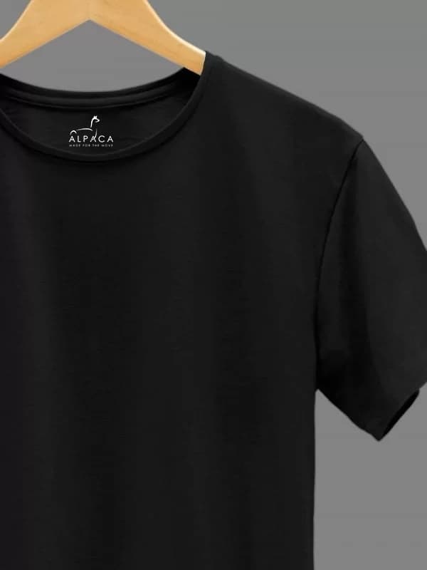 Plain Black T-shirt for Mens view 2